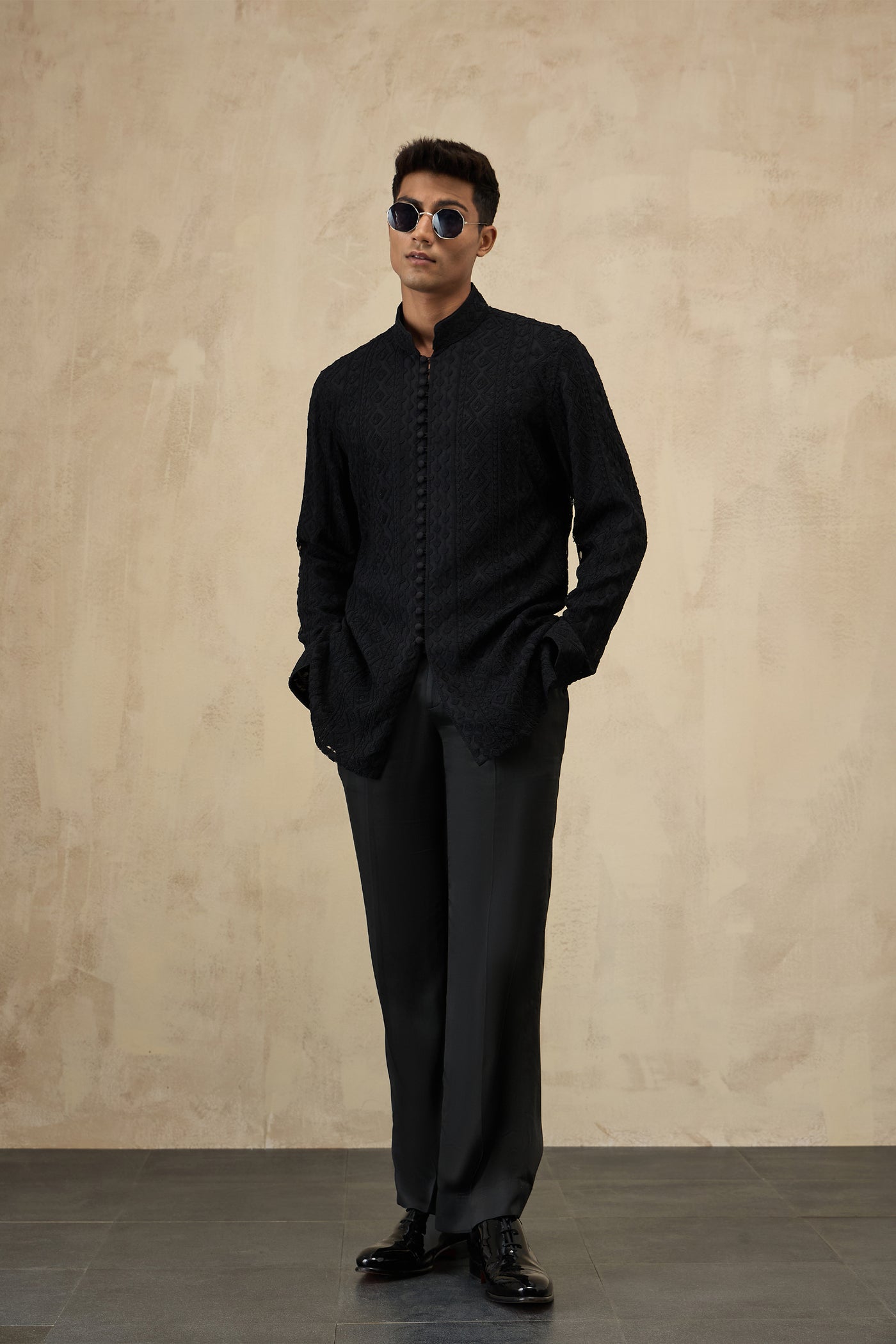 Arjan Dugal Vertical Dori FLB Kurta Shirt Set indian designer wear online shopping melange singapore
