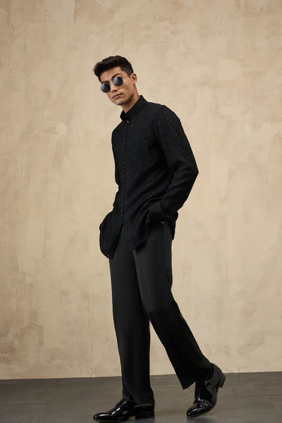 Arjan Dugal Vertical Dori FLB Kurta Shirt Set indian designer wear online shopping melange singapore