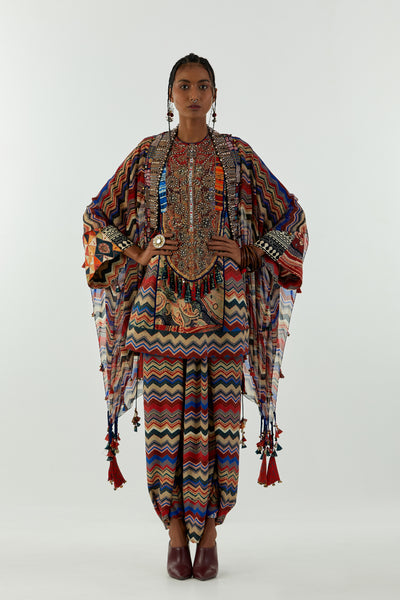 Aseem Kapoor Afghan Kurti Set With Veni Dupatta Jacket indian designer wear online shopping melange singapore