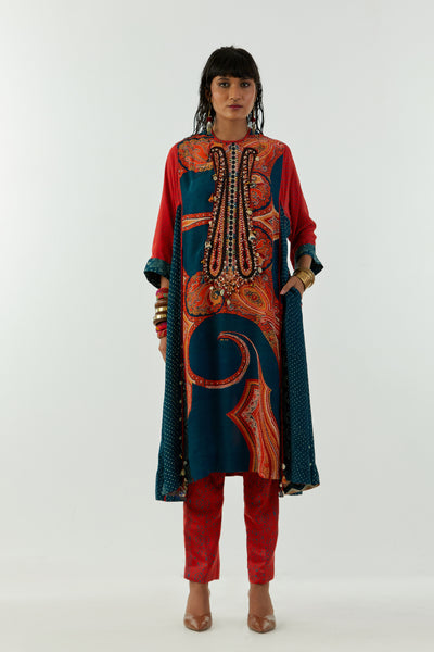 Aseem Kapoor Indra Choga Set Deep Teal indian designer wear online shopping melange singapore