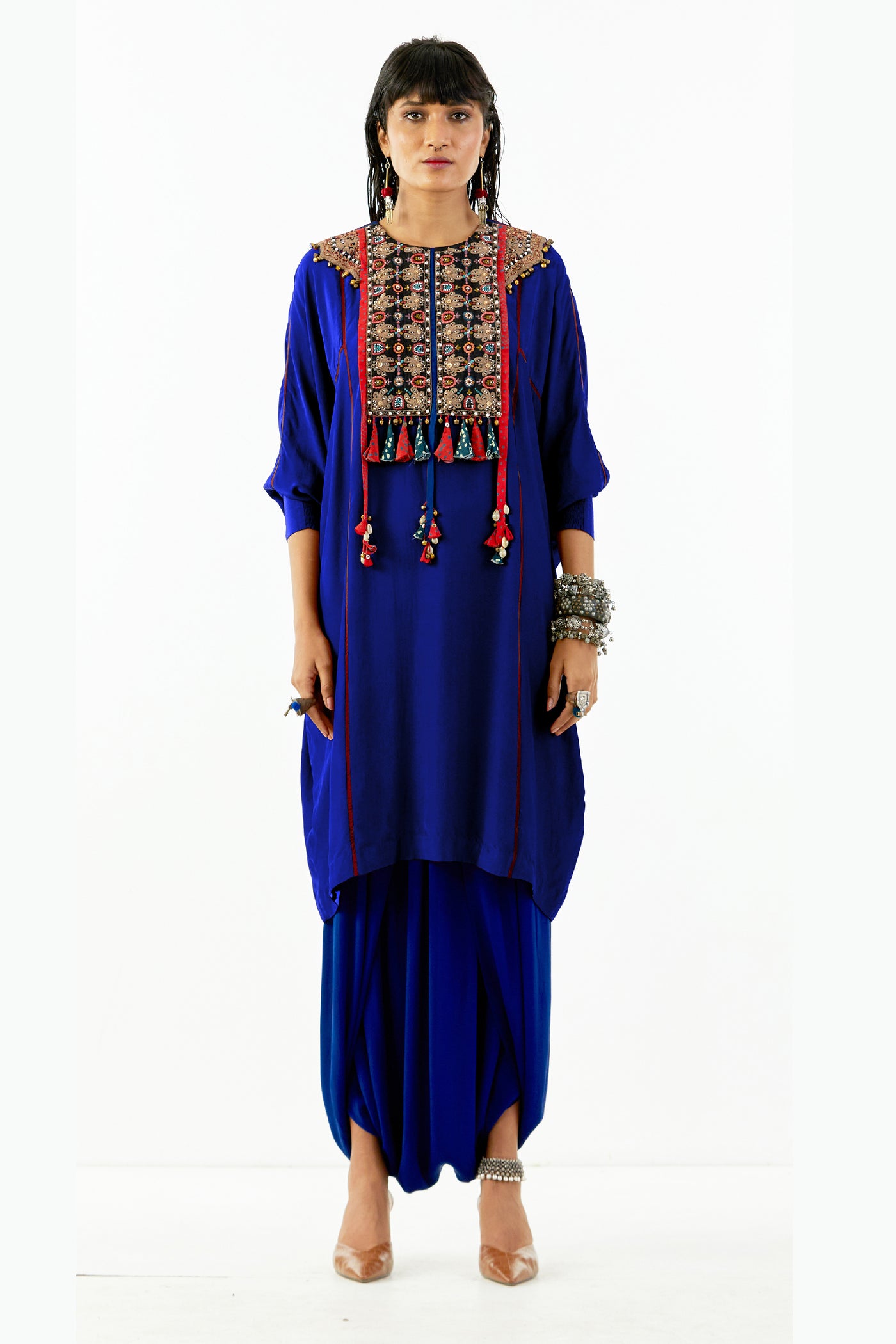 Aseem Kapoor Kuru Trapeeze Tunic Set Sapphire indian designer wear online shopping melange singapore