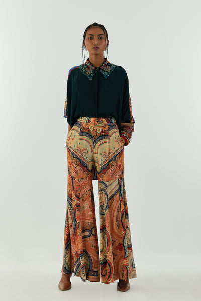 Aseem Kapoor Mandala Shirt Set Deep Teal indian designer wear online shopping melange singapore