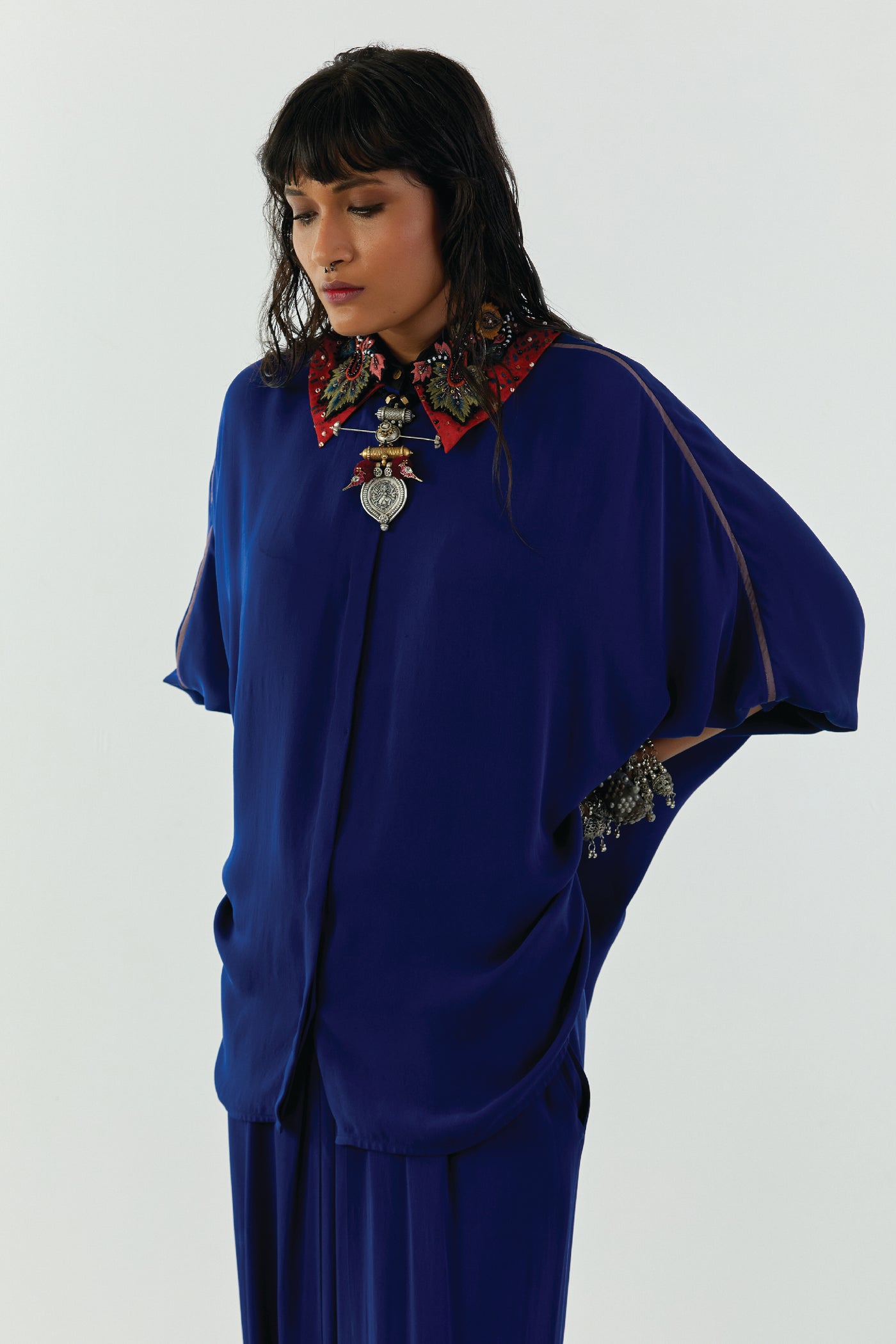 Aseem Kapoor Mandala Shirt Set Sapphire indian designer wear online shopping melange singapore