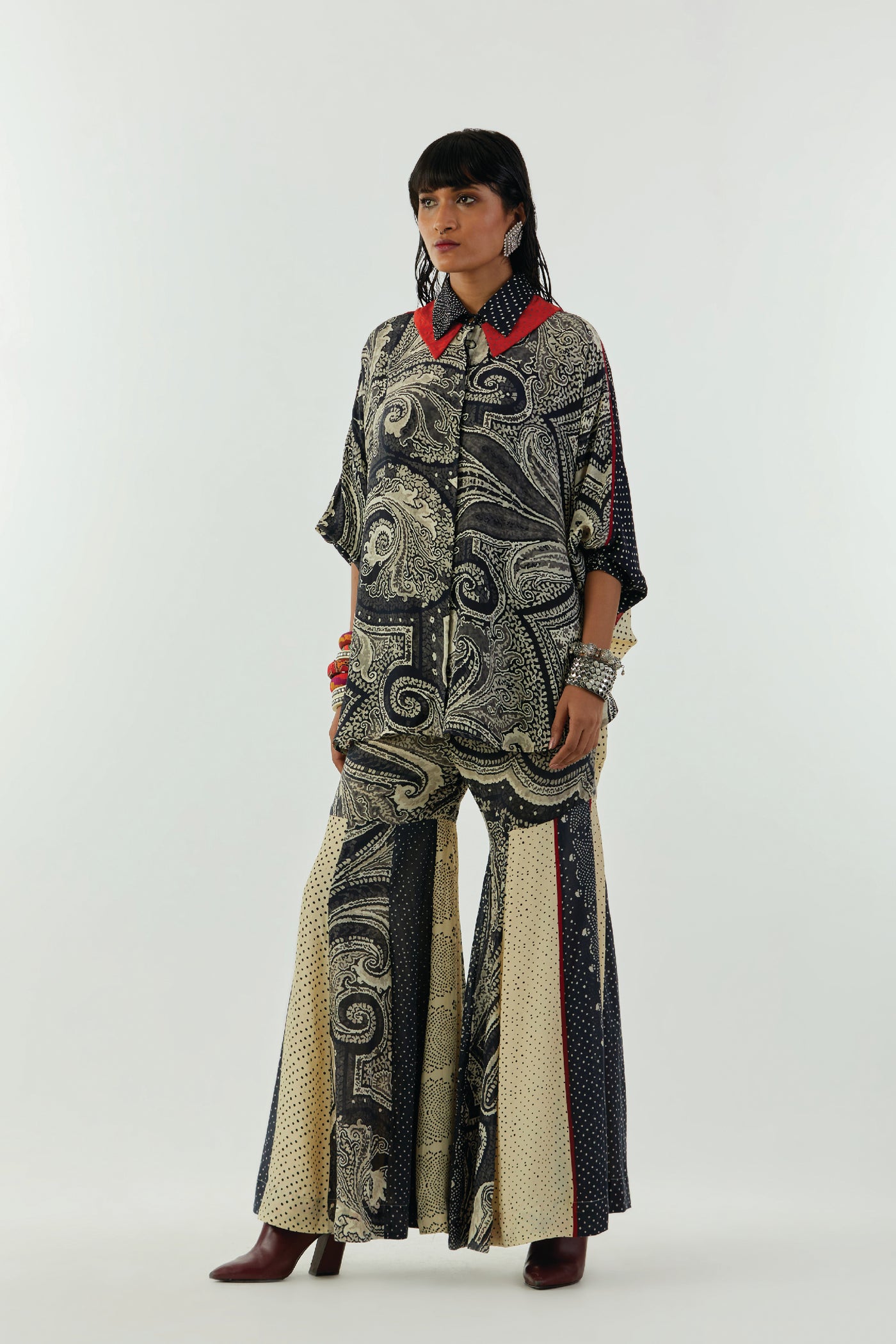 Aseem Kapoor Mandala Shirt Surmai Mogra Set indian designer wear online shopping melange singapore