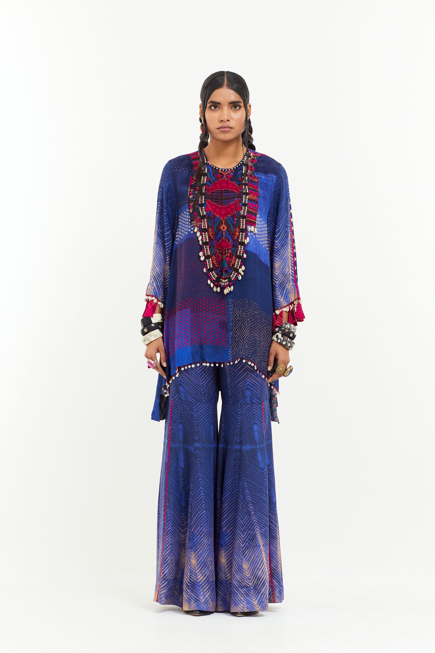 Aseem Kapoor Mitra Short Kurta Set Sapphire indian designer wear online shopping melange singapore