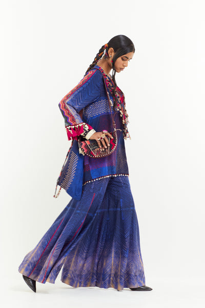 Aseem Kapoor Mitra Short Kurta Set Sapphire indian designer wear online shopping melange singapore