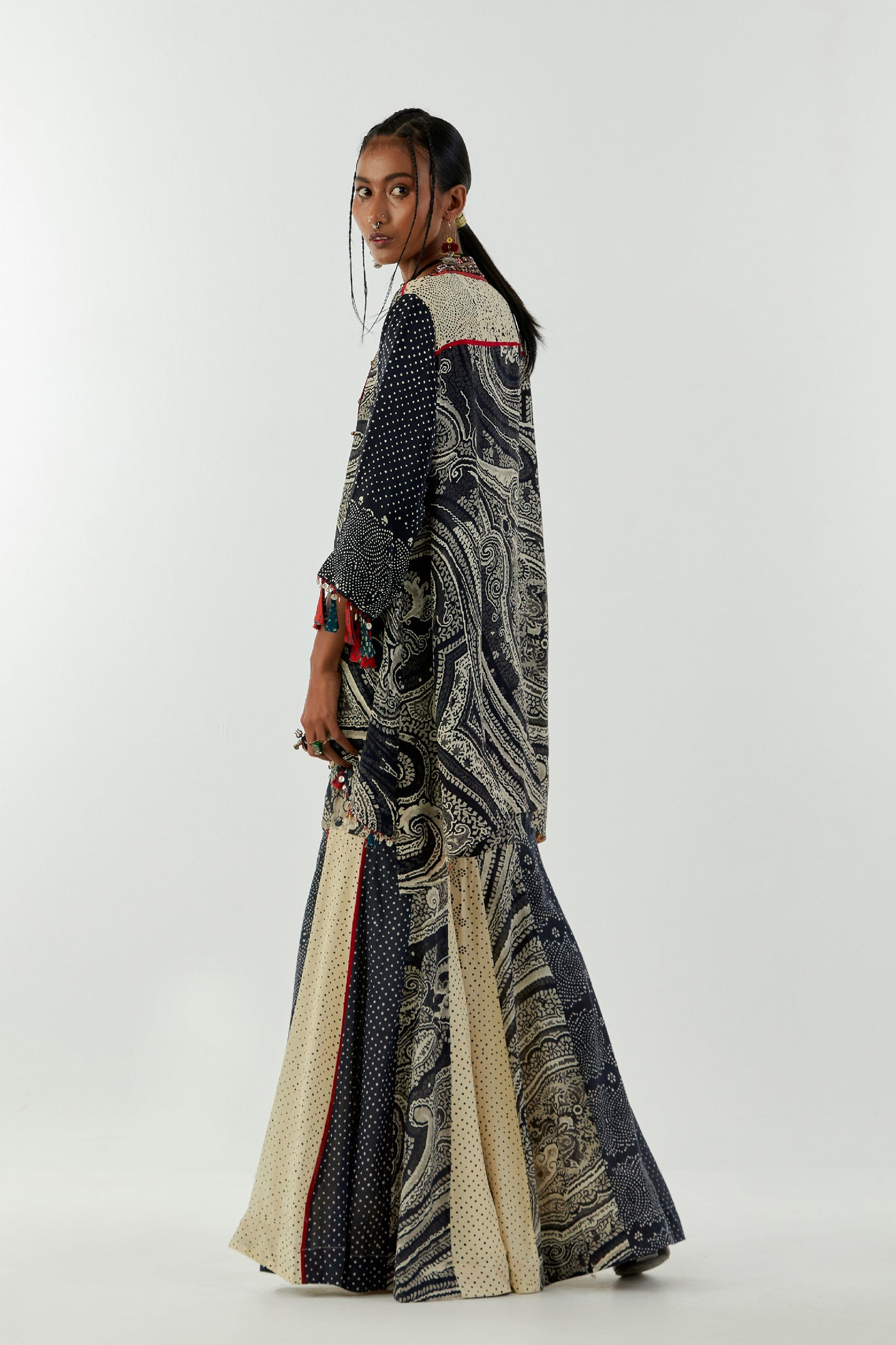 Aseem Kapoor Mitra Short Kurta Set Surmai Mogra indian designer wear online shopping melange singapore