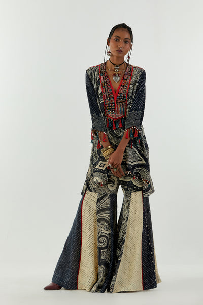 Aseem Kapoor Mitra Short Kurta Set Surmai Mogra indian designer wear online shopping melange singapore