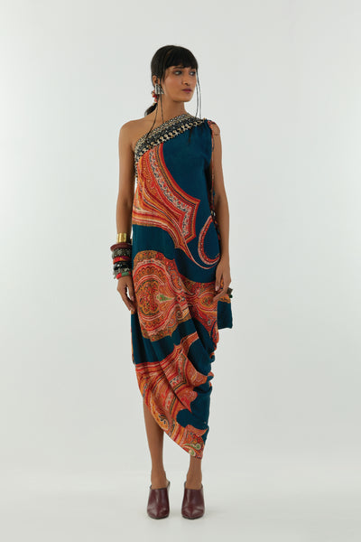 Aseem Kapoor Rasa One Shoulder Dress indian designer wear online shopping melange singapore