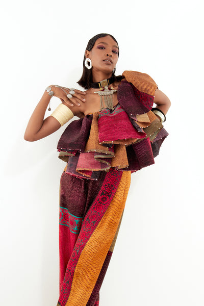 Aseem Kapoor Roxanna Ruffle Top Set indian designer wear online shopping melange singapore