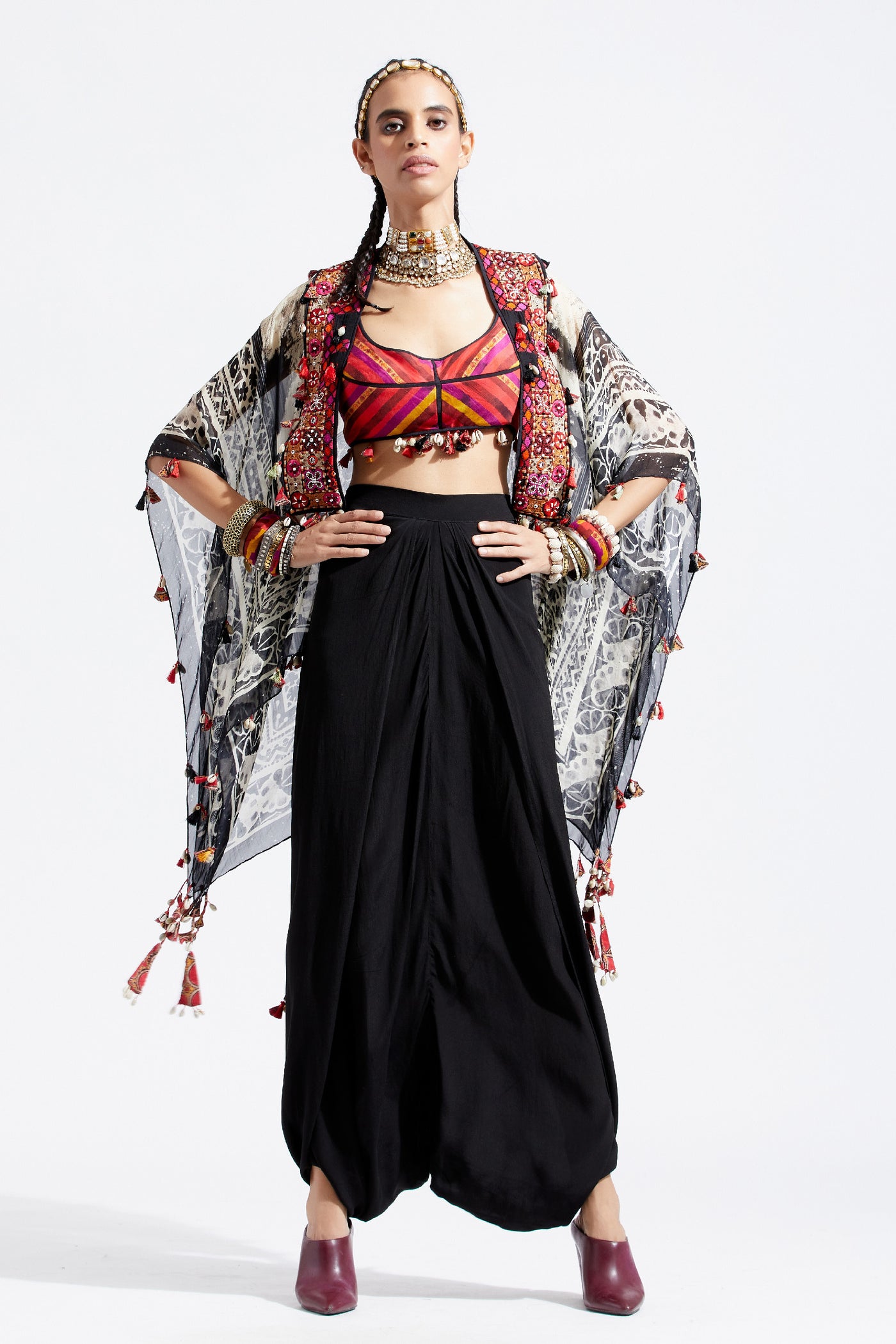 Aseem Kapoor Veni Dupatta Jacket Set indian designer wear online shopping melange singapore