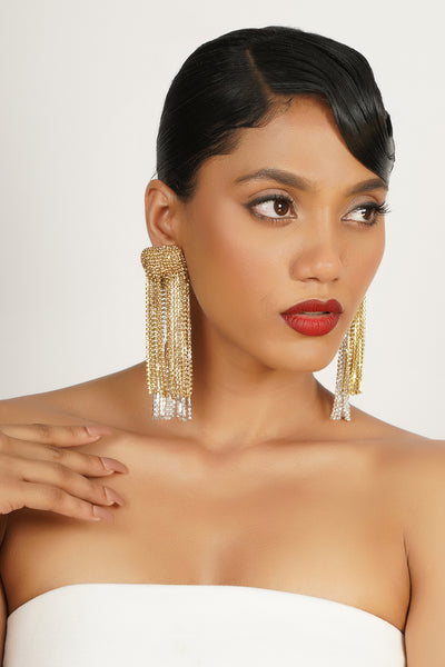 Bijoux Crystal Cascade Earrings indian designer wear online shopping melange singapore