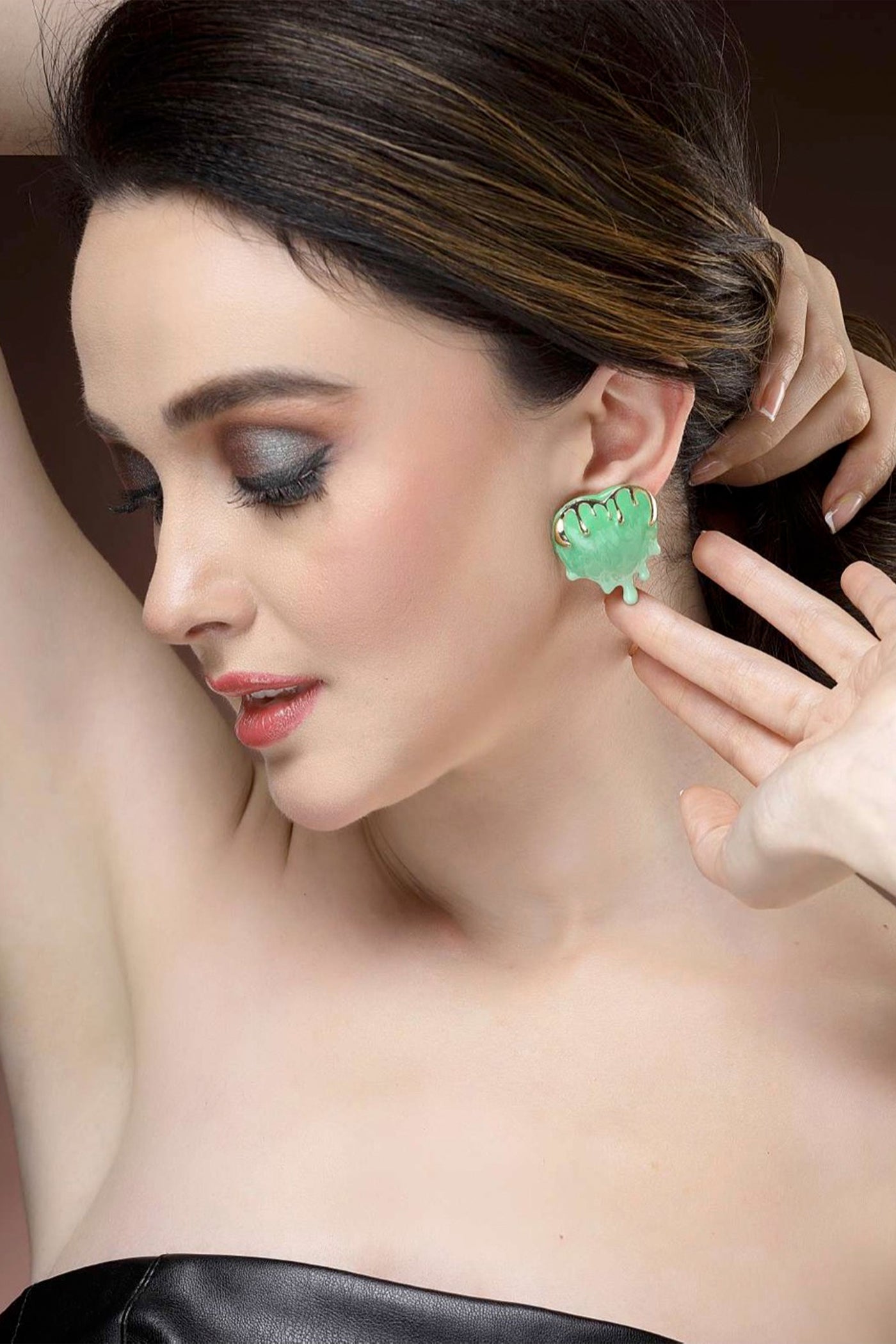 Bijoux Dripping Heart Stud Earrings indian designer wear online shopping melange singapore