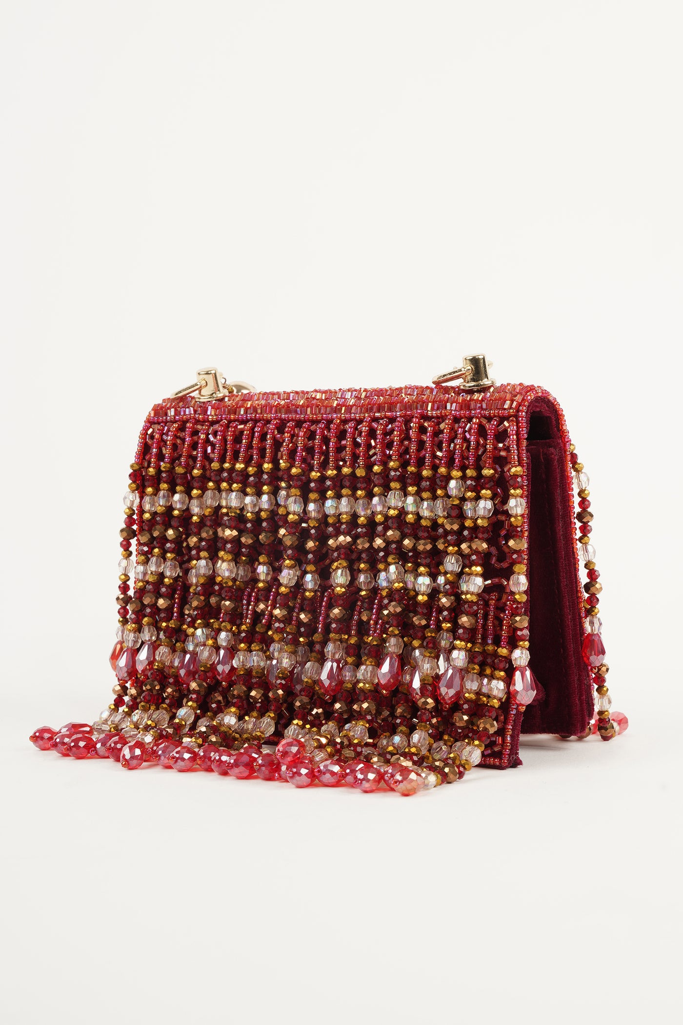Bijoux Embroidered Box Clutch In Red indian designer wear online shopping melange singapore