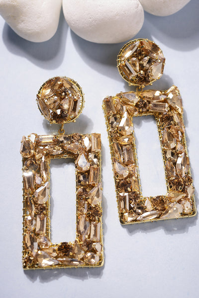 Bijoux Gold Crystal Dangler Earrings indian designer wear online shopping melange singapore