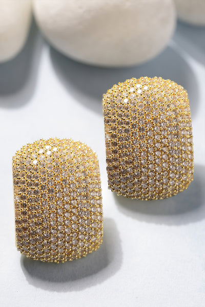 Bijoux Gold Crystal Stud Earrings indian designer wear online shopping melange singapore
