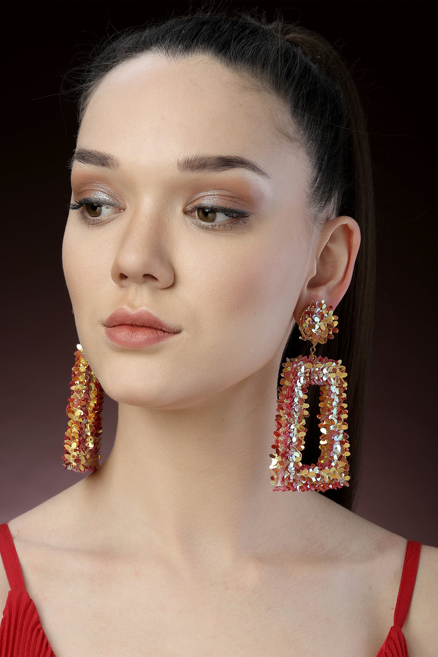 Bijoux Gold Floral Dangler Earrings indian designer wear online shopping melange singapore

