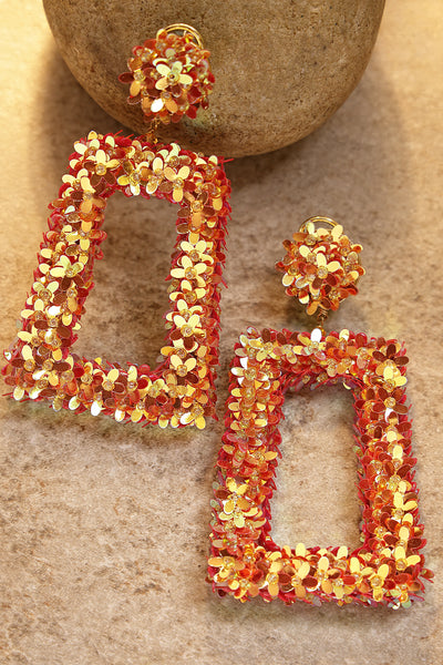 Bijoux Gold Floral Dangler Earrings indian designer wear online shopping melange singapore
