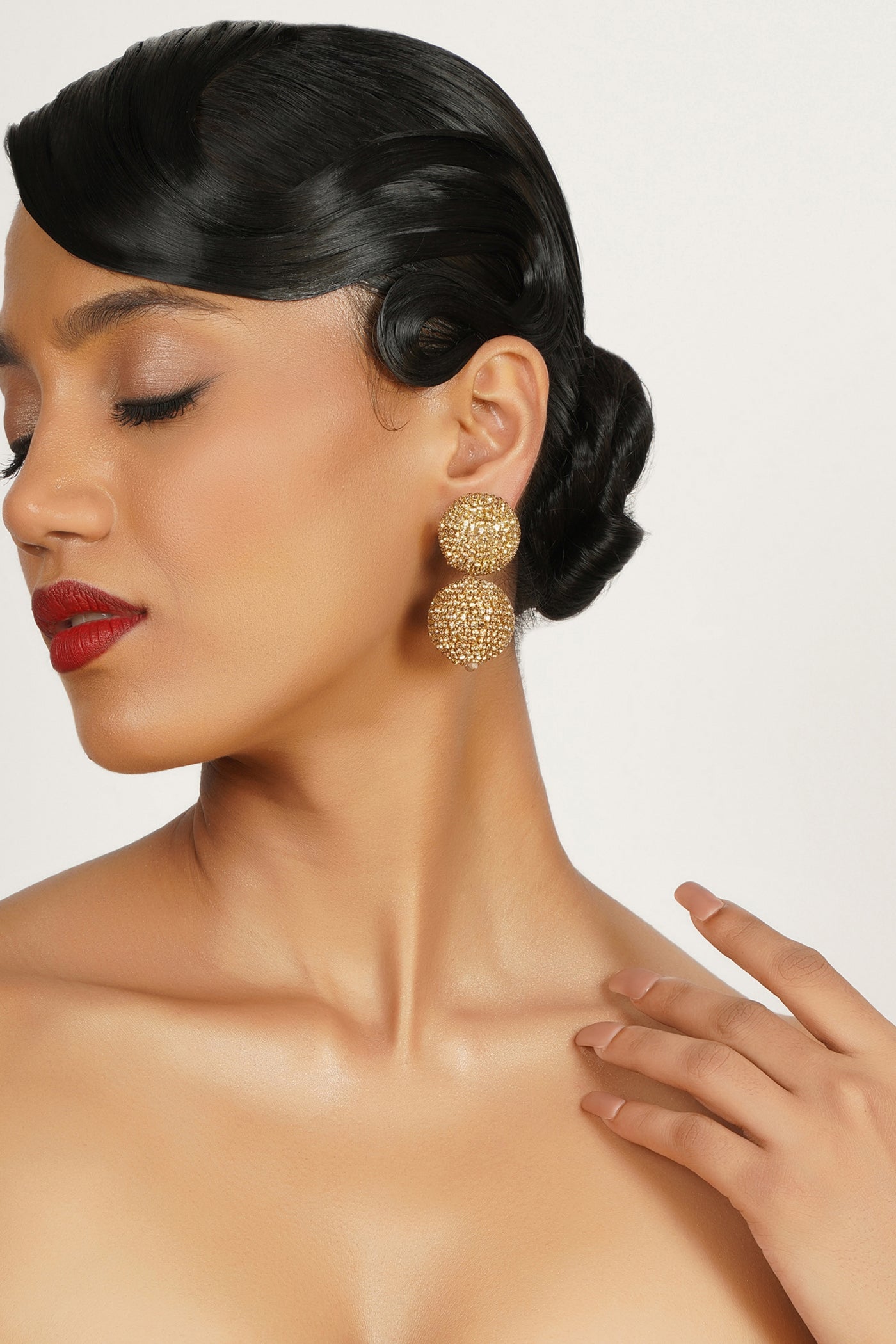 Bijoux Gold Sphere Drops indian designer wear online shopping melange singapore