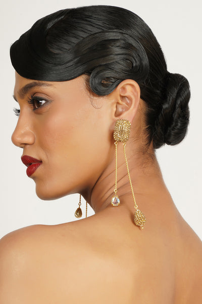 Bijoux Gold Teardrop Sparklers indian designer wear online shopping melange singapore