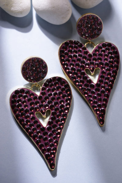 Bijoux Heart-Shaped Dangler Earrings indian designer wear online shopping melange singapore