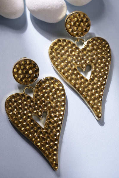 Bijoux Heart-Shaped Dangler Earrings Gold indian designer wear online shopping melange singapore