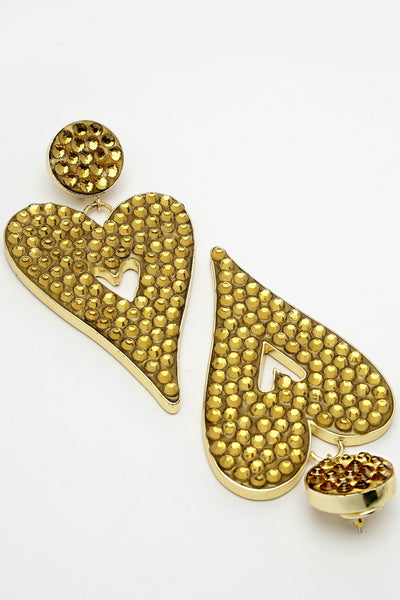 Bijoux Heart-Shaped Dangler Earrings Gold indian designer wear online shopping melange singapore