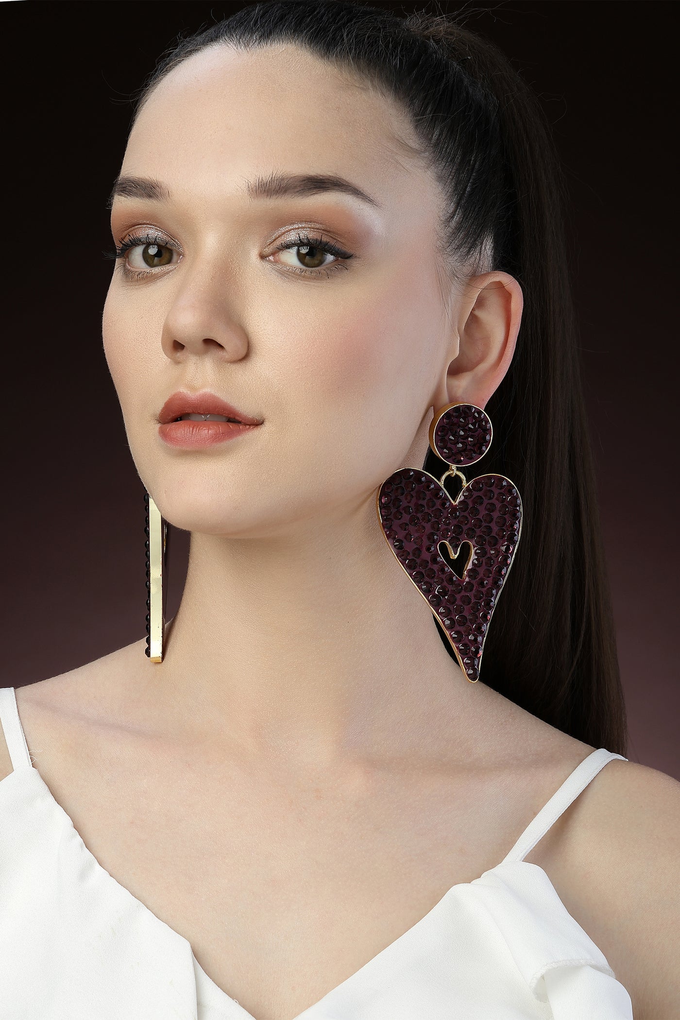 Bijoux Heart-Shaped Dangler Earrings indian designer wear online shopping melange singapore