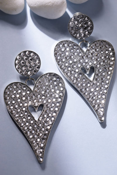 Bijoux Heart-Shaped Dangler Earrings Silver indian designer wear online shopping melange singapore