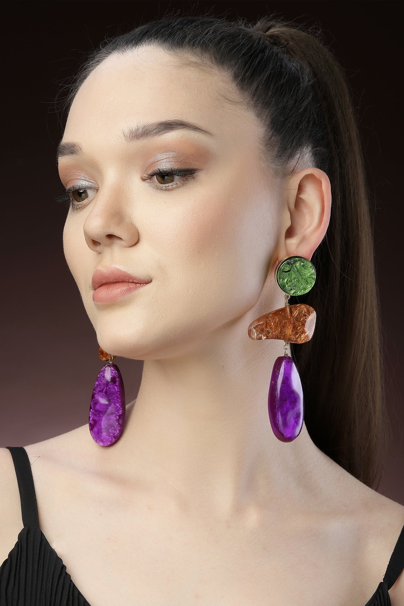Bijoux Multicolored Resin Drop Earrings indian designer wear online shopping melange singapore
