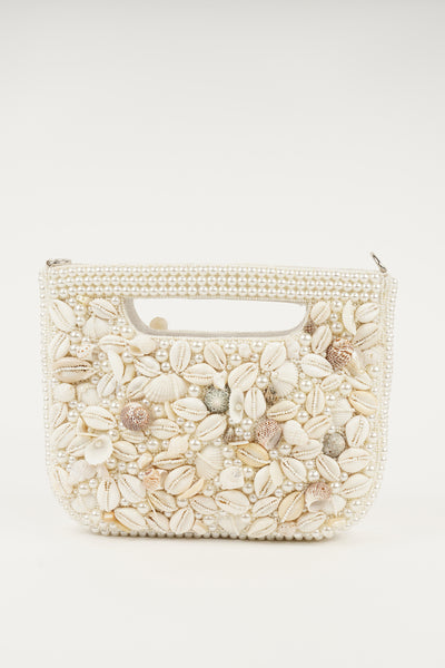 Bijoux Pearlescent Seashell White Handbag indian designer wear online shopping melange singapore