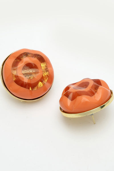 Bijoux Resin Stud Earrings Orange indian designer wear online shopping melange singapore
