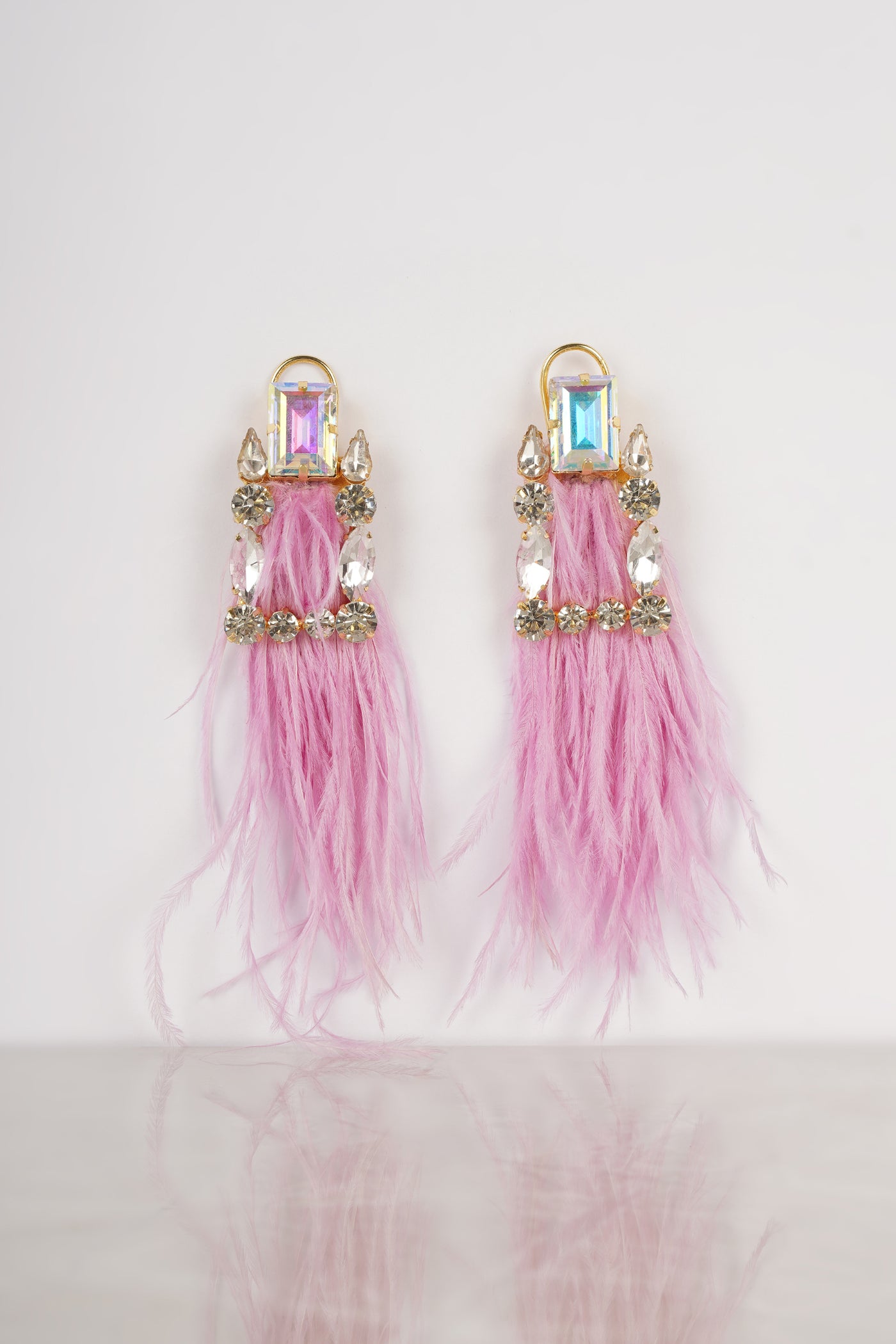 Bijoux Rose Quartz Feather Earrings indian designer wear online shopping melange singapore