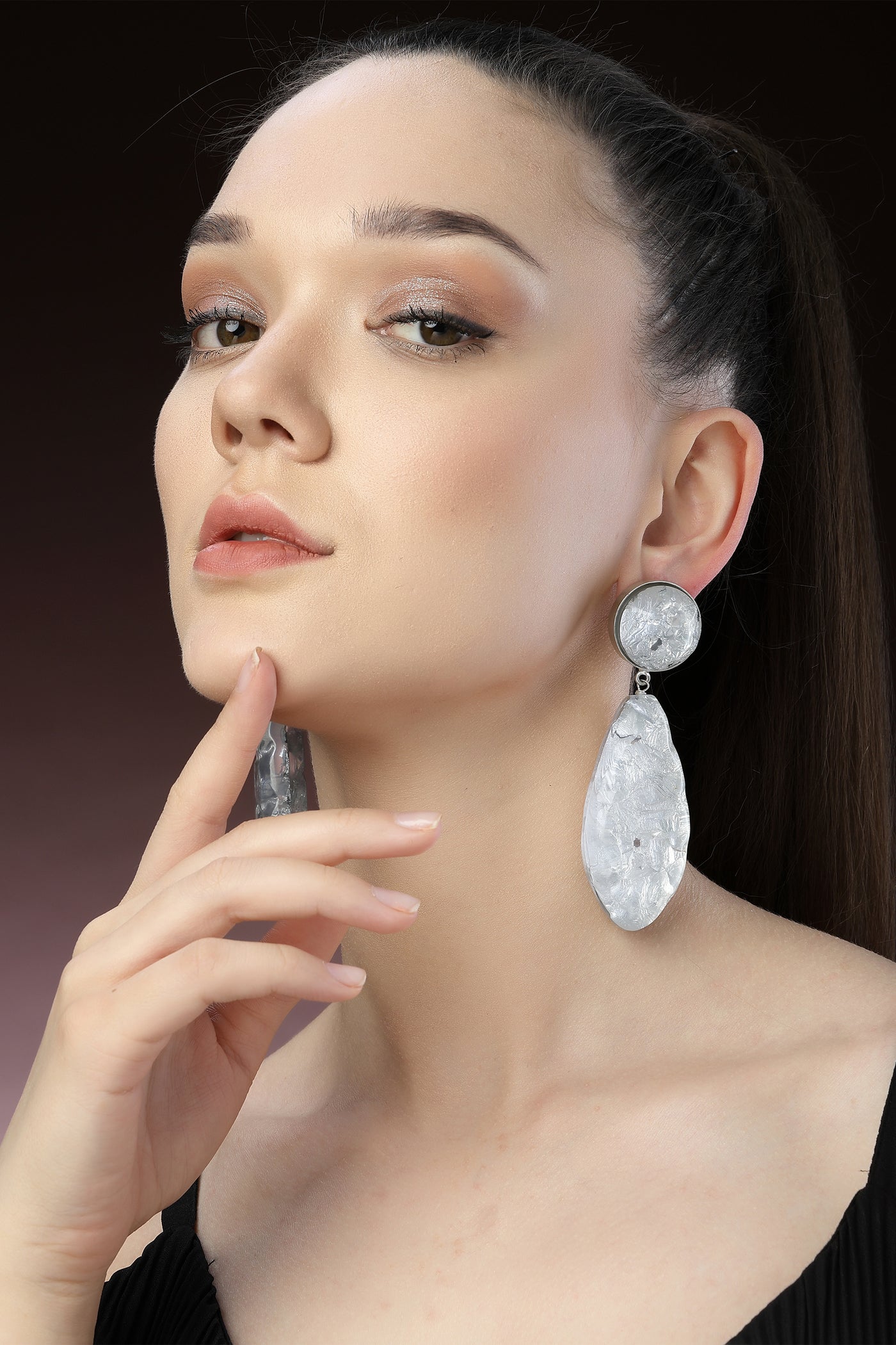 Bijoux Silver Foil Danglers indian designer wear online shopping melange singapore