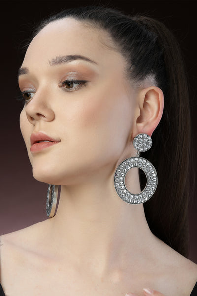 Bijoux Silver Hoop Earrings indian designer wear online shopping melange singapore