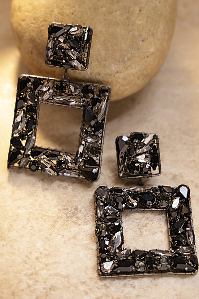 Bijoux Square Crystal Earrings indian designer wear online shopping melange singapore