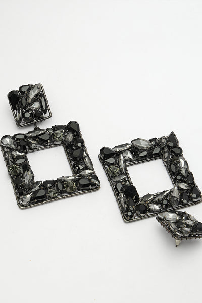 Bijoux Square Crystal Earrings indian designer wear online shopping melange singapore