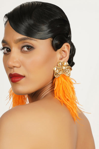 Bijoux Sunset Daisy Feather Earrings indian designer wear online shopping melange singapore