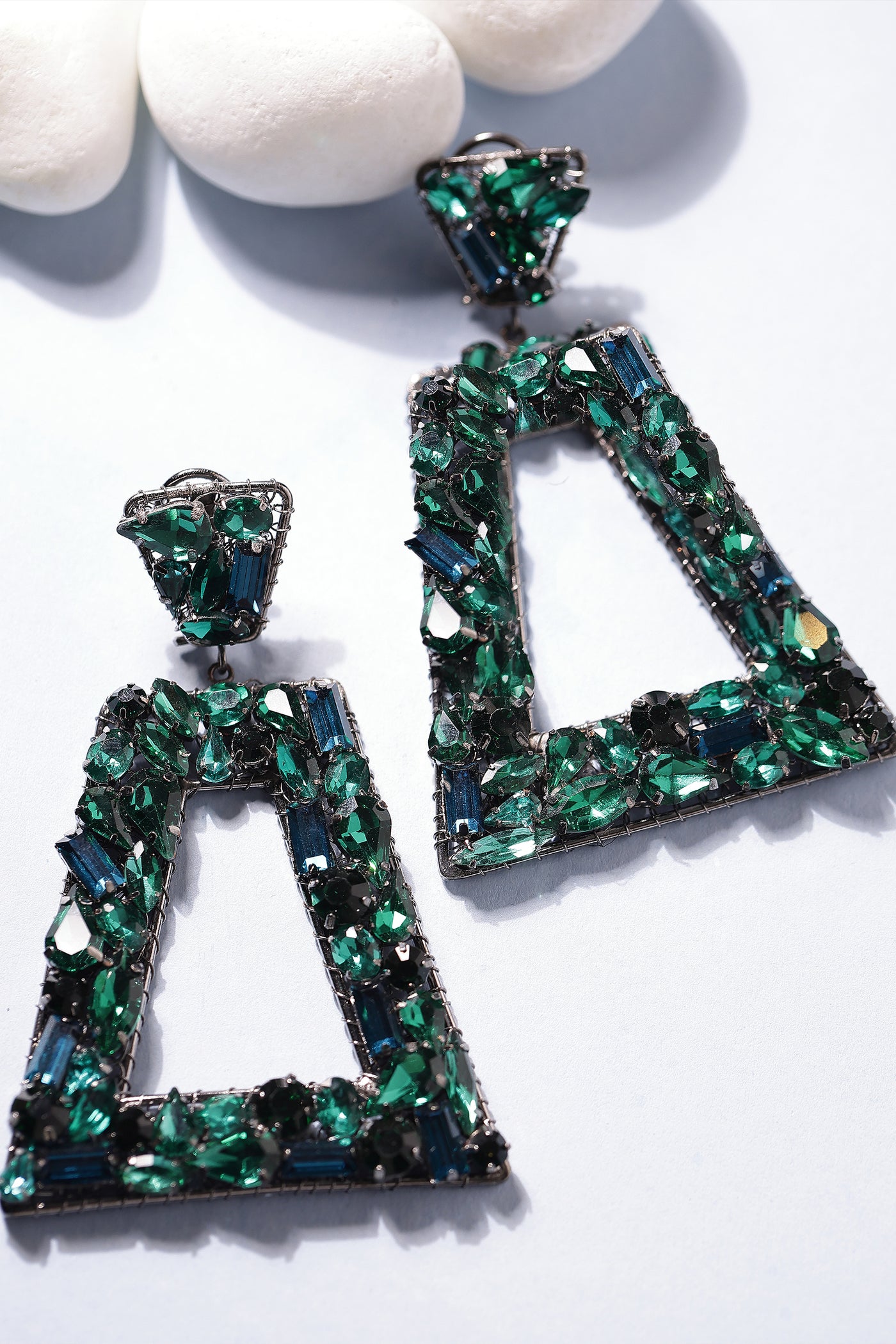 Bijoux Teal Crystal Earrings indian designer wear online shopping melange singapore