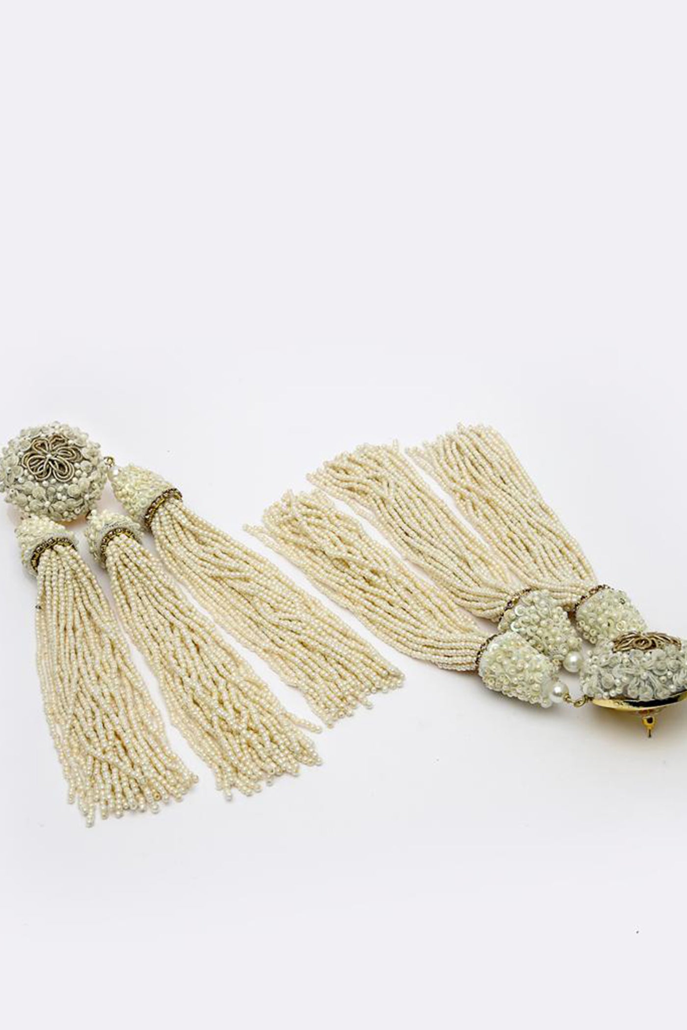 Bijoux White Floral Tassel Earrings indian designer wear online shopping melange singapore