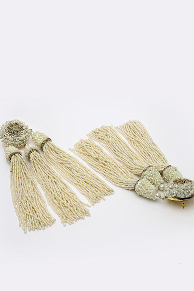 Bijoux White Floral Tassel Earrings indian designer wear online shopping melange singapore