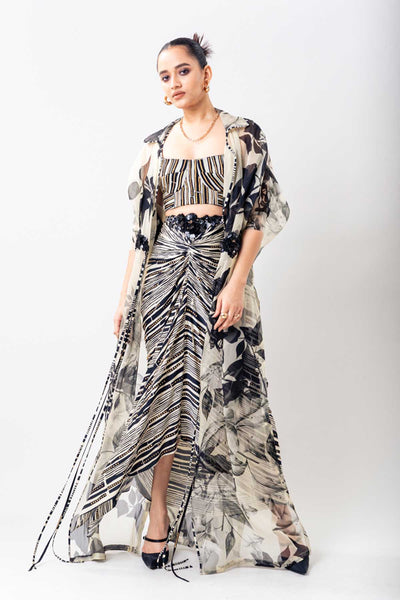 Nupur Kanoi Cape Bustier Skirt Set indian designer wear online shopping melange singapore 