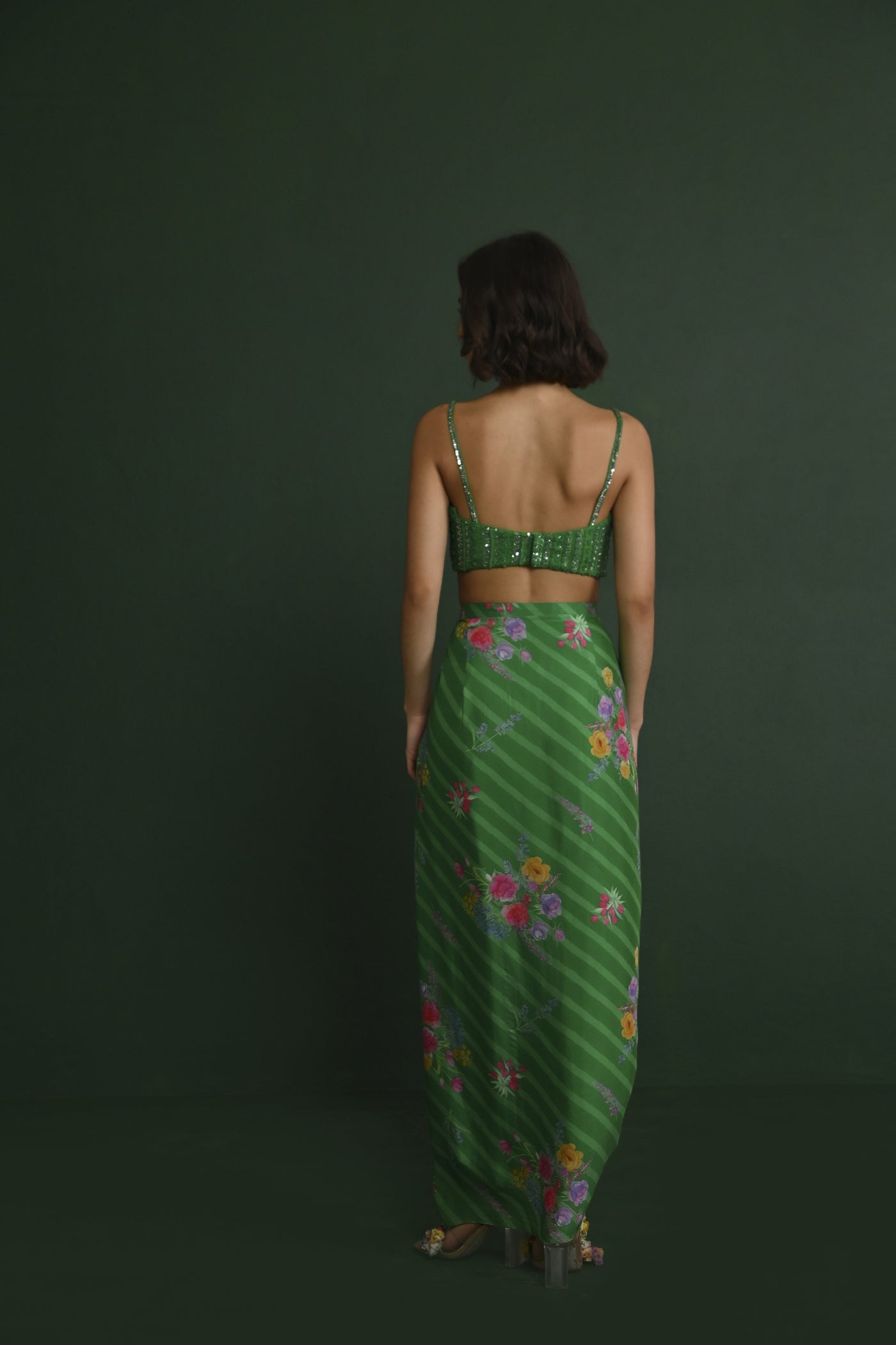 Chamee and Palak Adele Georgette Drape Skirt Set Indian designer wear online shopping melange singapore 