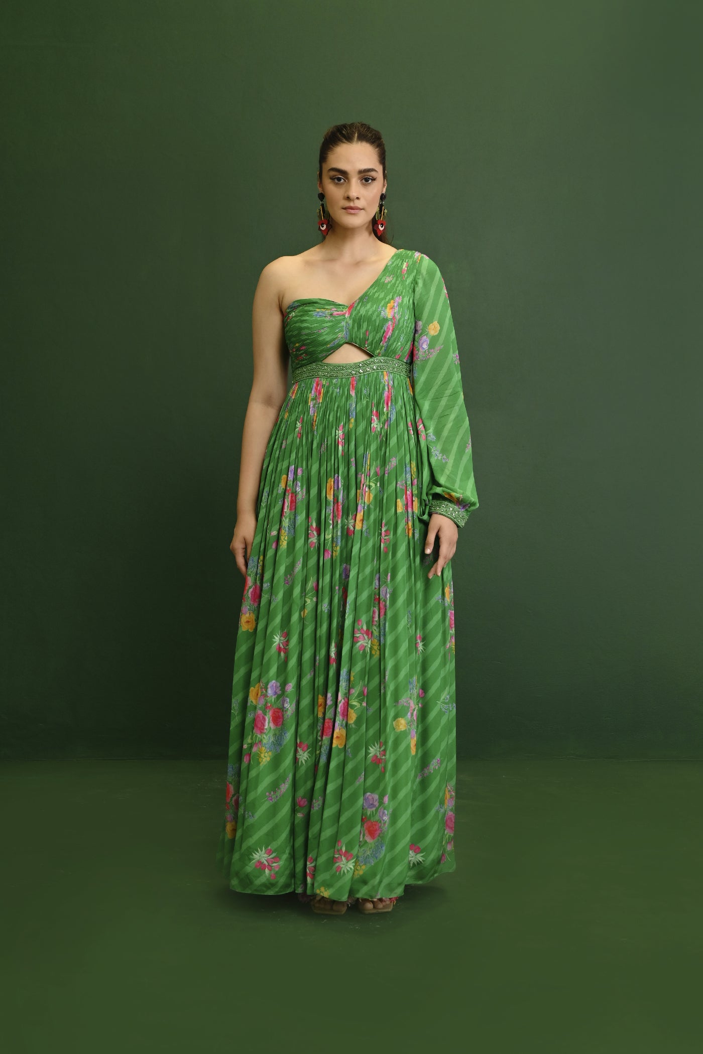 Chamee and Palak Adele Georgette One Shoulder Gown Indian designer wear online shopping melange singapore 