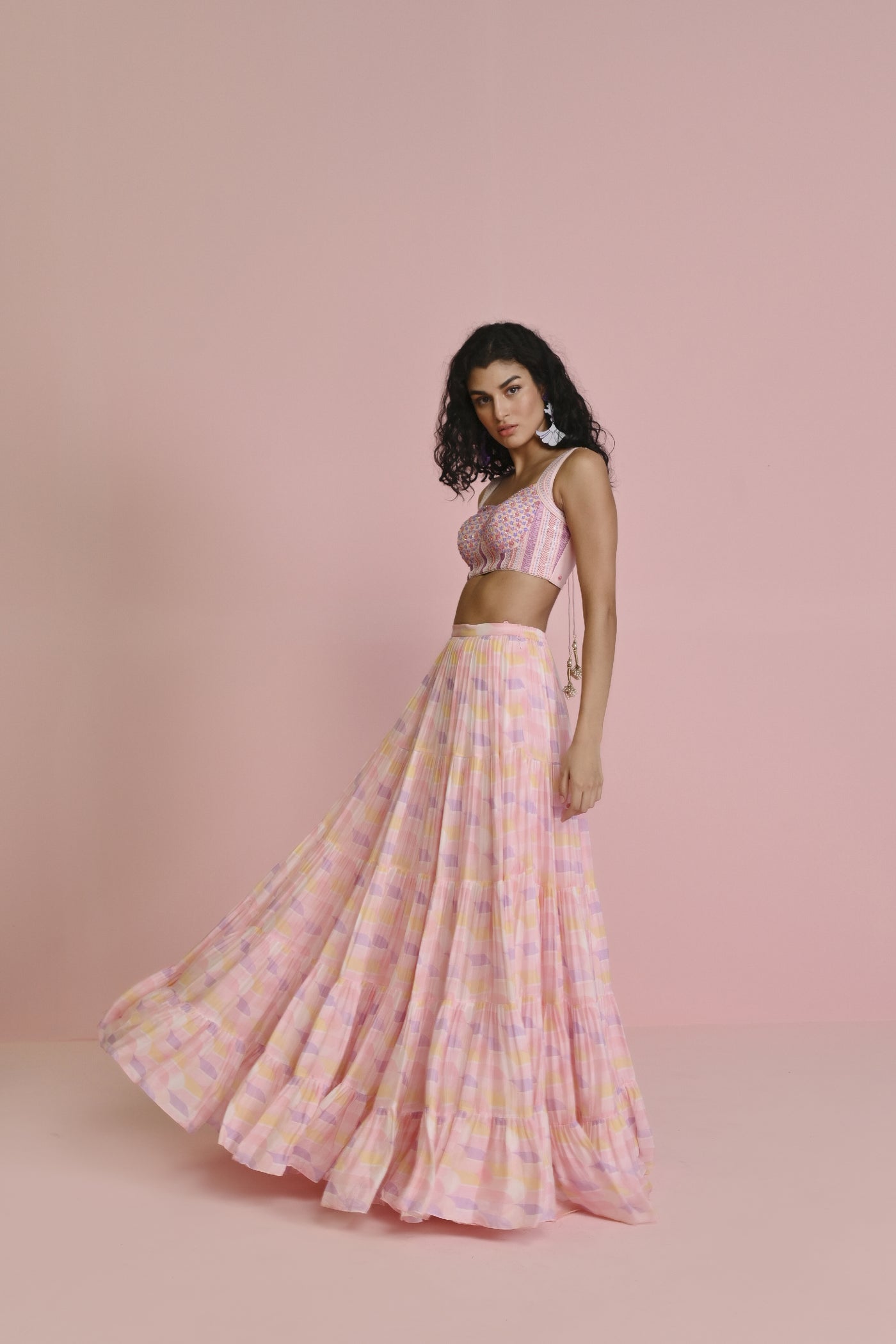 Chamee and Palak Alaina Georgette Frill Set Indian designer wear online shopping melange singapore 
