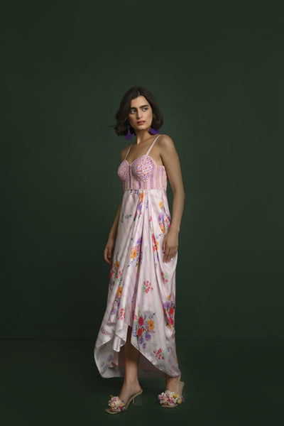 Chamee and Palak Amelia Satin Drape Dress Indian designer wear online shopping melange singapore 