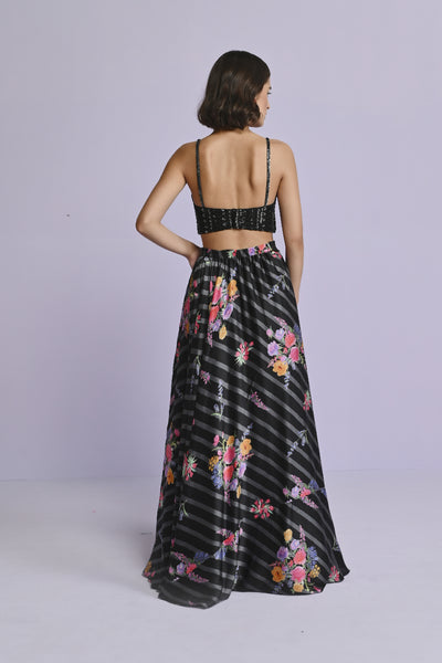Chamee and Palak Bella Satin Semi Circle Skirt Indian designer wear online shopping melange singapore 