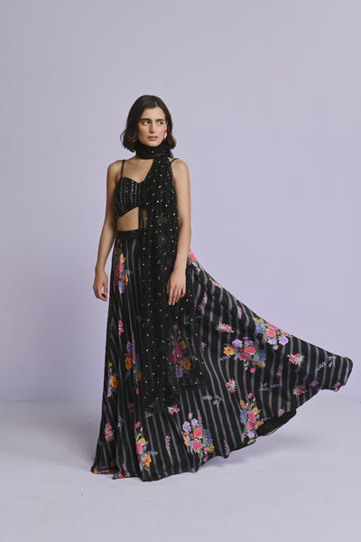 Chamee and Palak Bella Satin Semi Circle Skirt Indian designer wear online shopping melange singapore 