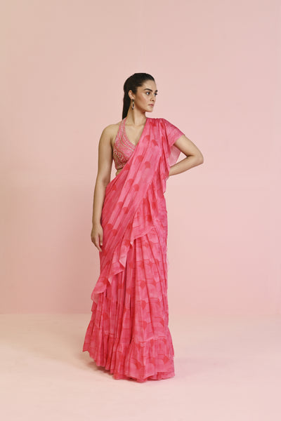 Chamee and Palak Lara Georgette Drape Saree Indian designer wear online shopping melange singapore 