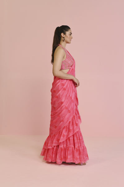 Chamee and Palak Lara Georgette Drape Saree Indian designer wear online shopping melange singapore 
